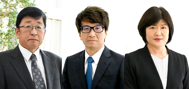 左から、山本和孝 組合長、伊藤勝弥 専務、井尾浩美 常務