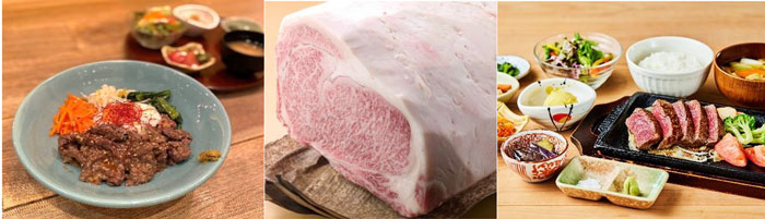 「能登牛の和風ビビンバ丼定食」（2090円・税込）・上品な脂ときめ細かい肉質が自慢の能登牛・フェア期間中全ての食事のご飯は「ひゃくまん穀」で提供