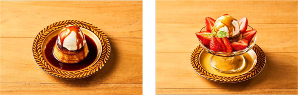 石川県産たまごを使った自家製焦がしキャラメル濃厚プリンを使ったデザート