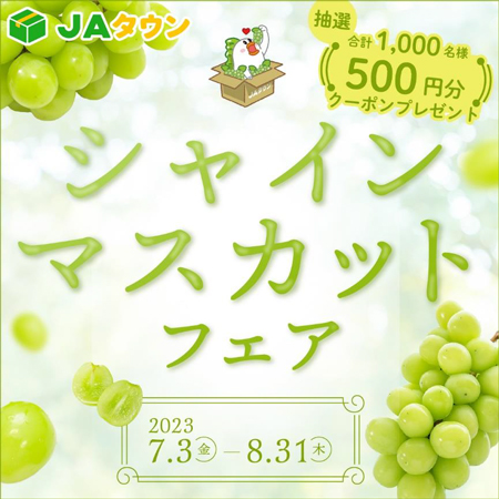「シャインマスカットフェア」7月3日から開催　1000人にクーポンプレゼント　ＪＡタウン