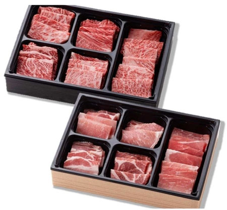対象商品の「冷凍の匠」宮崎牛・ひなた美豚5種盛り食べ比べ焼肉セット