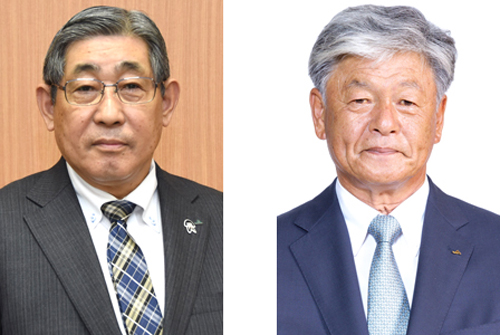 会長に選任された長谷川浩敏氏（左）、副会長に選任された神農佳人氏