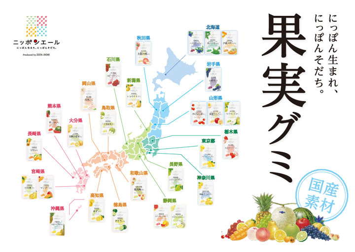ＪＡ全農「ニッポンエールご当地グミ」28種　全国で発売　全国農協食品