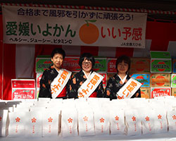 頑張れ受験生！　愛媛いよかん配布に行列 ＪＡ全農えひめ