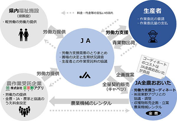 図3　ＪＡ全農おおいたで実施している「労働力支援」の概略