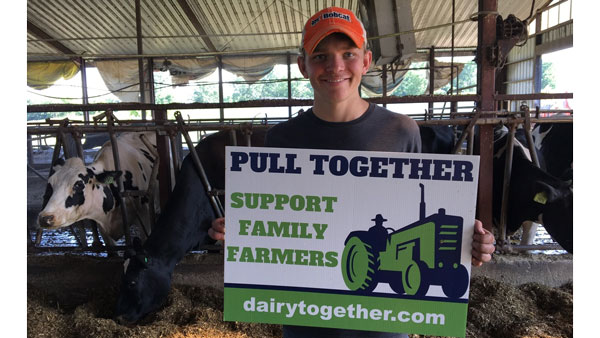 「酪農をともに（Dairy Together）」ホームページ上で家族農場への支持を訴える（提供＝Wisconsin Farmers Union）