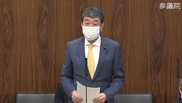 参院農水委で答弁する中村裕之農水副大臣（参議院インターネット中継より）