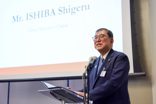 レセプションであいさつする石破総理大臣（提供：内閣広報室）