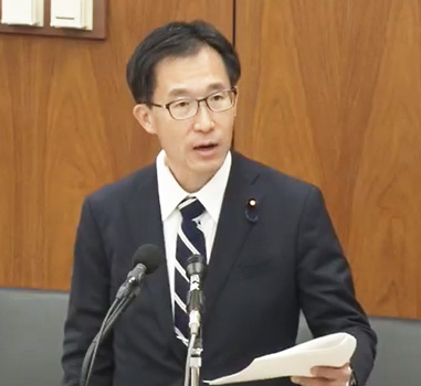 JAへの米買取販売押し付けを追及する小山展弘衆議院議員（立憲民主党）
