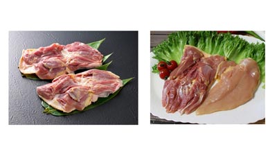 左から、はかた地どり、川俣シャモ、あけぼの大豆、ところピンクにんにく.jpg