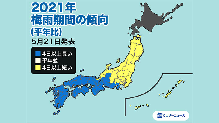 梅雨期間の傾向