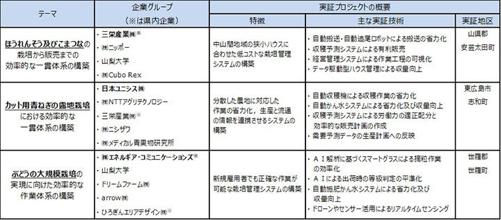 テーマごとのプロジェクト選定結果