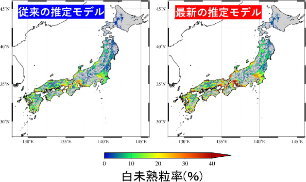 白未熟粒発生率の地図