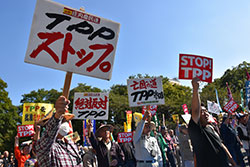 ＴＰＰストップを訴えた中央集会　10月15日東京・港区の芝公園で