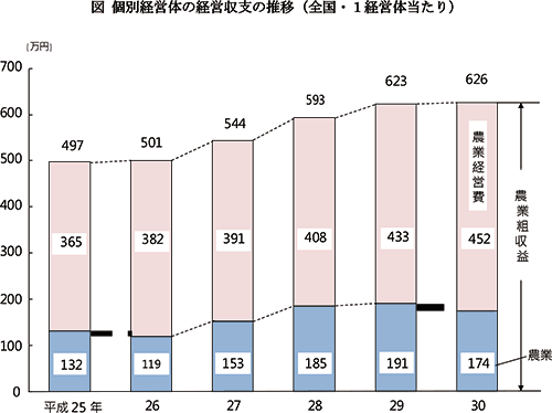 個別農業経営体　粗収益626万円－平成30年
