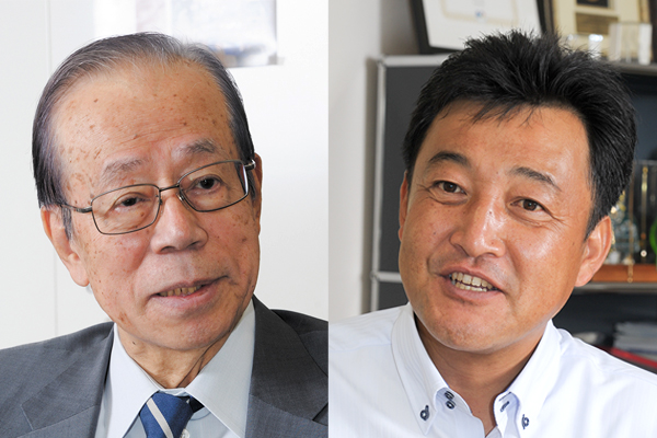 福田康夫・元内閣総理大臣（左）と天笠淳家・ＪＡ太田市副組合長