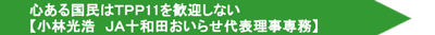 心ある国民はＴＰＰ11を歓迎しない【小林光浩　ＪＡ十和田おいらせ代表理事専務】へのリンク