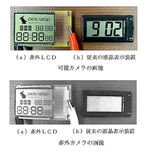 可視カメラの画像（上）と赤外カメラの画像（下）