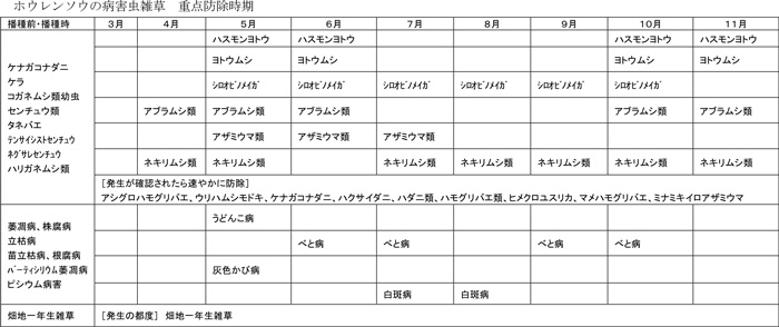 播種直後から生育期に使用できる除草剤一覧