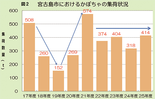 宮古島市におけるかぼちゃの集荷状況