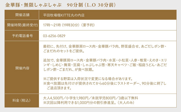 ＜無限しゃぶしゃぶ～金華豚・しゃぶしゃぶ食べ放題～＞
