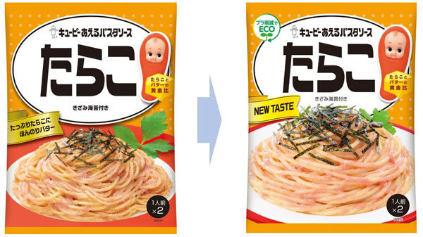 従来品（左）と紙パッケージへの変更品