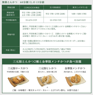 ＜無限とんかつ～三元豚・とんかつ食べ放題～＞