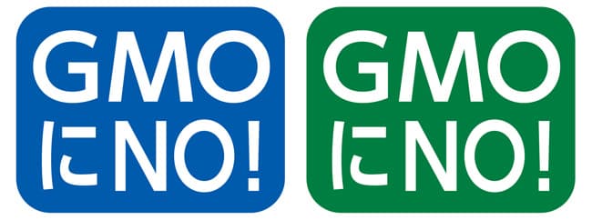 食品の遺伝子組み換え原料分別流通生産管理をしている商品マーク（左） 畜産飼料の遺伝子組み換え原料分別流通管理をしている商品マーク