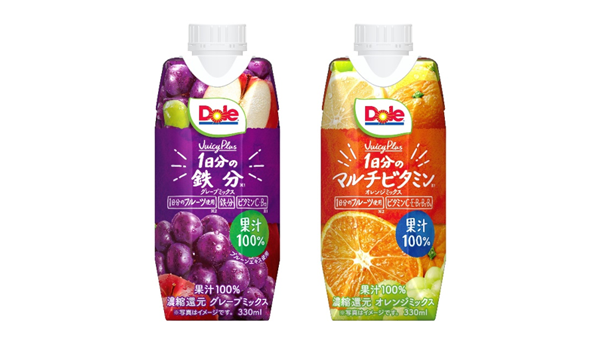 新発売の「Dole JuicyPlus1日分の鉄分」と「Dole JuicyPlus1日分のマルチビタミン」