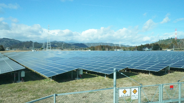 広大な土地に設置された太陽光パネル