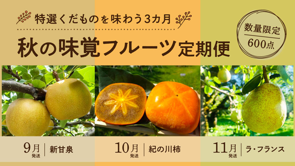 3か月連続で秋の果物を楽しむ「秋の味覚フルーツ定期便」開始　ポケットマルシェ