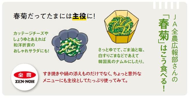 掲載例：ＪＡ全農広報部さんの「春菊」はこう食べる！