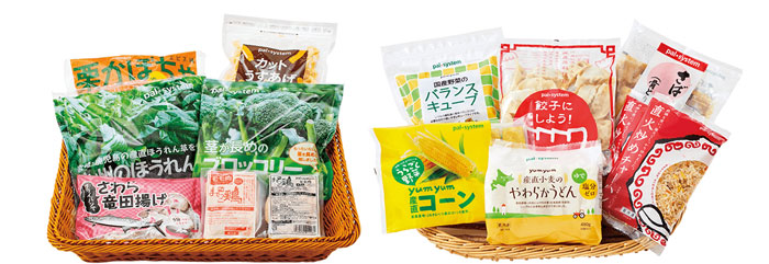 パルシステム「おためしセット」の「かんたん献立セット」（左）「離乳食セット」