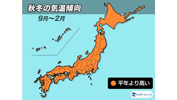 秋冬の気温傾向