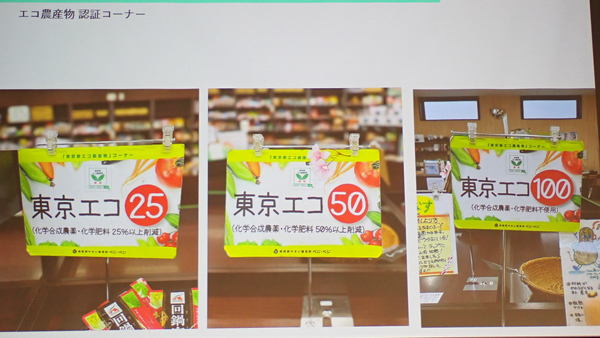 東京都エコ農産物の認証マーク（「TOKYO農業フォーラム2025」での小林涼子氏講演資料から）