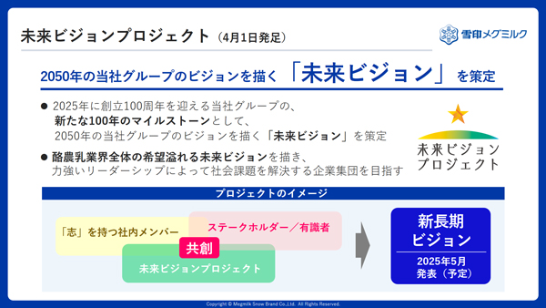 2050年に向けて「未来ビジョンプロジェクト」発足　雪印メグミルクグループ