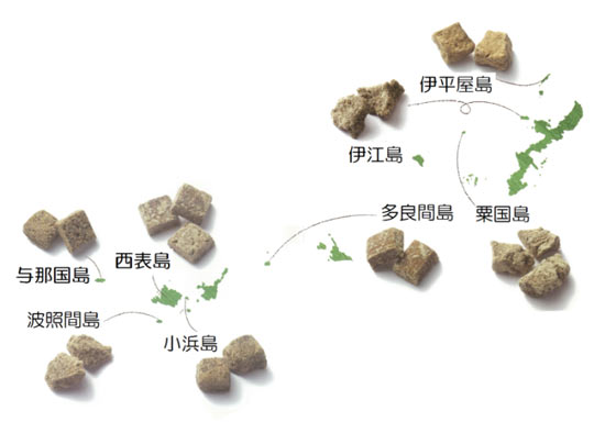 8つの島の「沖縄黒糖」（出典：沖縄県黒砂糖協同組合）