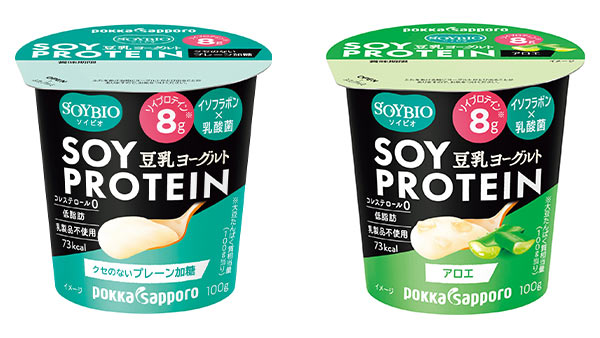 「SOYBIO豆乳ヨーグルト SOYPROTEIN プレーン加糖」・「SOYBIO豆乳ヨーグルト SOYPROTEIN アロエ」