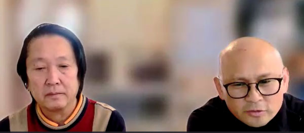 映画を振り返る米倉さん（右）と出演した男性