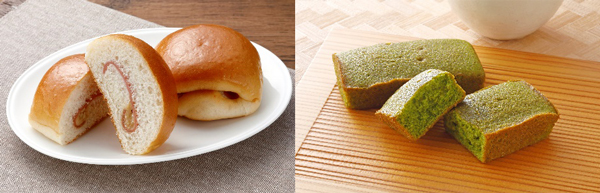 「ハム&しょうゆマヨパン2個入（滋賀県産しょうゆ）」（税込149円）と 「近江抹茶のもちっとケーキ2個入」（税込149円）