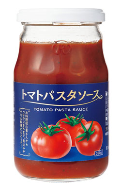 容器にリユースびんを使用した「トマトパスタソース」