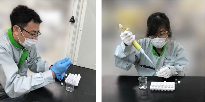  J-オイルミルズのオリーブオイル理化学分析の様子