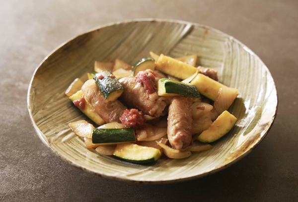 豚もも肉とズッキーニの梅炒め