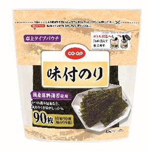 バイオマス由来特性を割り当てたプラスチックをパッケージに使った「CO・OP 味付のり10切90枚」