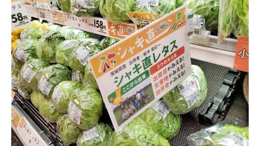 イオンの店頭に並ぶ「シャキ直レタス」