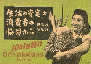 生協法の施行を知らせる1948年当時のポスター