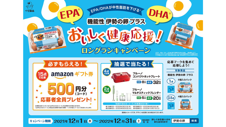 応募者全員に当たる「機能性表示食品 伊勢の卵プラス」キャンペーン実施　 イセ食品