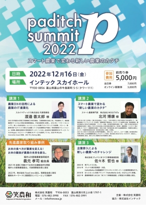 スマート農業で変わる新しい農業のカタチ「paditch-summit-2022」開催　笑農和