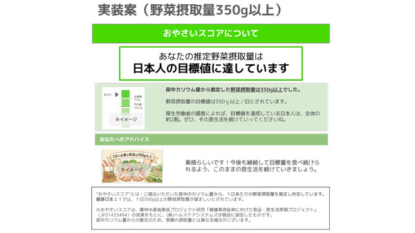 検査サービスにおける結果表示（イメージ）