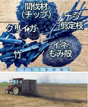 植物を炭化した各種のバイオ炭ともみ殻炭の農地施用
